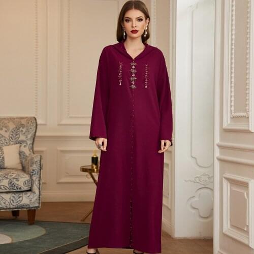 Women Handwork Diamonds Djelleba Dubai Saudi Ethnic Hooded Dress Long Arab Islamic Muslim Gown Abaya Caftan Party Evening Eid