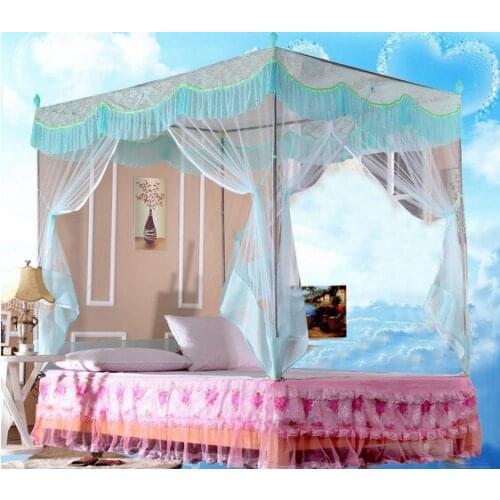 1PC Corner Post Bed Canopy Mosquito Net Full Queen King Size Bed Canopy Mosquito Net Princess Elegant Bedding Net KR 014