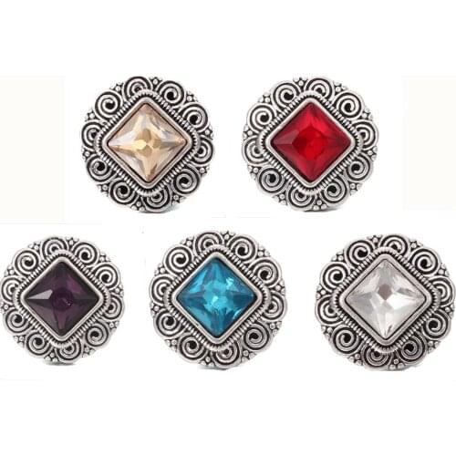 10pcs/lot New Mixed Colors Beauty Crystal Flower Metal Snap Button fit 18mm 20mm Snap Bracelets Bangles Women Snaps Jewelry