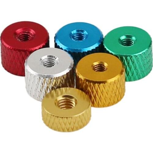 10Pcs M3 M4 Aluminum Knurled Thumb Nut Hand Thread Nuts Red / Black / Blue / Silver / Gold / Green