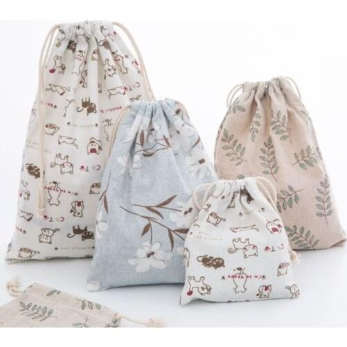 2pcs Cotton Linen Drawstring Beam Pocket Student Small Cloth Bag Dormitory Debris Storage Bag Underwear Storage Bag 2020 E11175