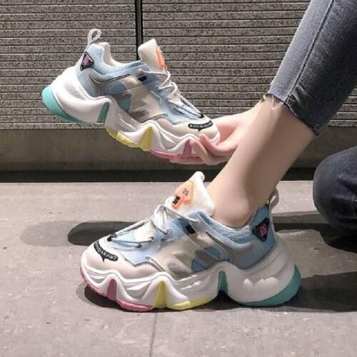 2020 fashion female rainbow sneakers autumn chunky woman sneakers womens platform sneakers canvas shoes ladies casual shoes