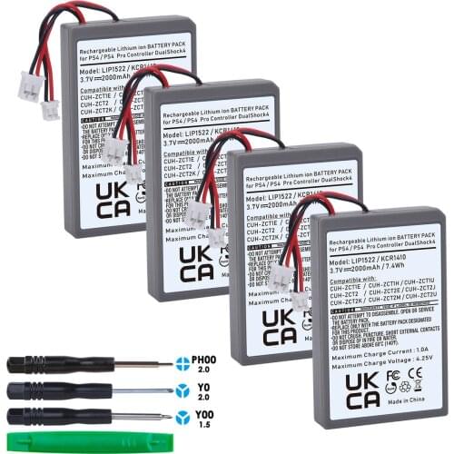 4 x Batteries For Sony PS4,PS4 Pro/Slim Gamepad Wireless controller CUH-ZCT1E CUH-ZCT1U CUH-ZCT2 or CUH-ZCT2U Replace battery
