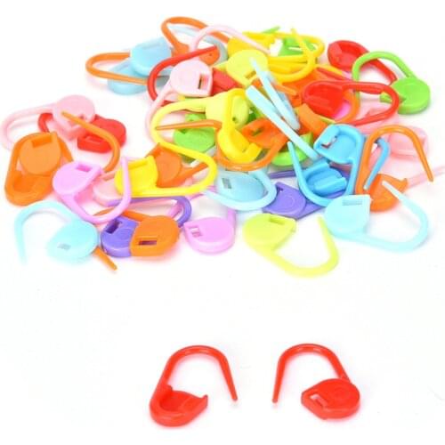 50ps Plastic Weave Knitting Crochet Locking Stitch Mini Markers Holder Needle Clip DIY Craft Sewing Tool Accessorie Mix Or pink