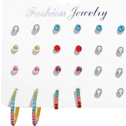 51175 European and American cross-border new color earmuffs set 12 piece set creative retro simple C-shaped earrings