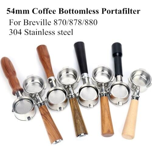 54mm Coffee Bottomless Portafilter For Breville 870/878/880 Filter Basket Stainless Steel Replacement Espresso Machine Accessory