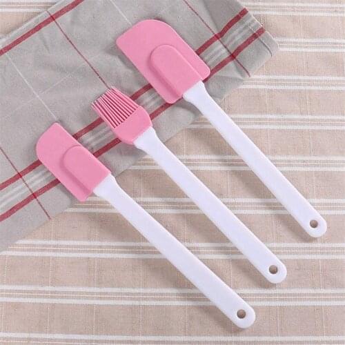 ABZS 3Pcs Silicone Spatulas Buttercream Cake Scraper Heat Resistant Brush Kitchen Baking Pastry Tool