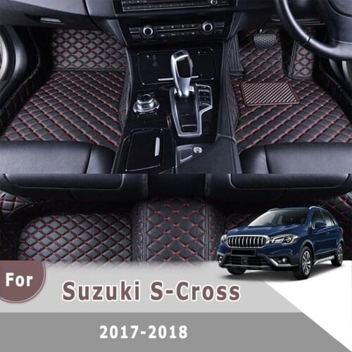 RHD Custom Car Floor Mats For Suzuki S-Cross 2018 2017 Auto Accessories Interior Car Styling Carpets Leather Floorliners Covers