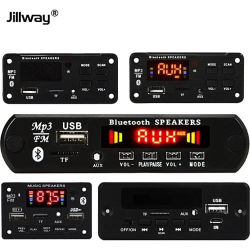 Jillway Car MP3 Player Module Bluetooth Compatible 5.0 Decoder 5V 6V 12V Amplifier Car FM Radio Module Audio Player 2*3W/2*25W
