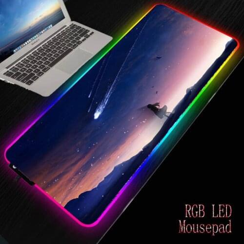 MRGBEST Anime Girl Shooting Stars Large LED Colorful Gaming Mousepad RGB Mouse Pad Gamer Computer Lighting Game Backlit Desk Mat