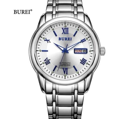 BUREI Brand Fashion Mechanical Watch Luxury Waterproof Calendar Business Automatic Wristwatches For Men Clock Relogio Masculino