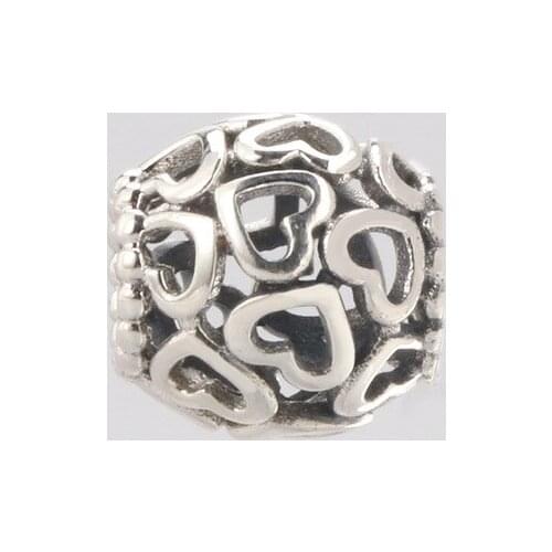 S925 Sterling Silver Opens The Charm Of Your Heart Hollow Beaded Fit Original Bracelet Necklace Diy Jewelry