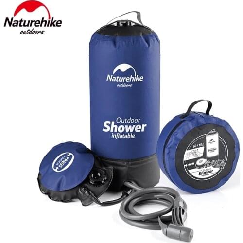 Naturehike Camping Shower 11L Portable Outdoor Shower Bag with Pressure Foot Pump & Shower Head for Beach Swim Travel Hiking