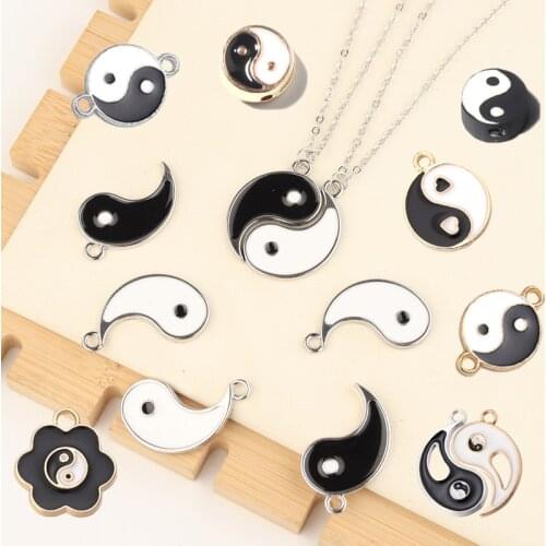 Two Color Alloy Metal Drop Oil Kung Fu Tai Chi Charms Gossip Pendants For Necklaces Earrings DIY Making Handmade Jewelry Finding