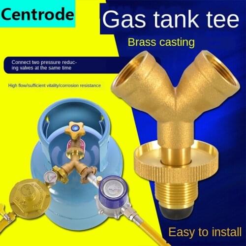 Gas tank three-way valve one branch two way liquefied gas stove gas bottle connection port switch valve shunt connector