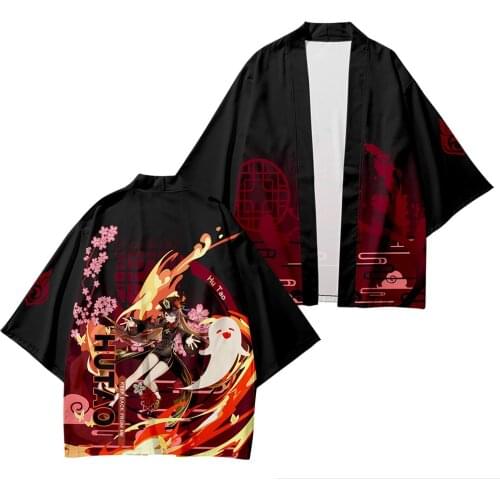 Genshin Impact Hu Tao Cosplay Japanese Traditional Kimono Cardigan Harajuku Streetwear Samurai Costume Yukata Haori Plus Size
