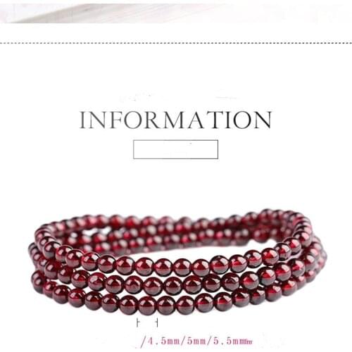 Good Quality New Fashion Jewelry 54 CM Natural Garnet Stone 4 MM Bead Women Bracelet Really Not Glass No Dyed Color Really