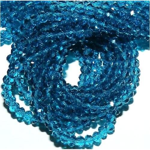 Crystal Loose Beads Jewellery,Teal Blue 3x4mm Rondelle Faceted Cut Crystal Glass Loose Beads