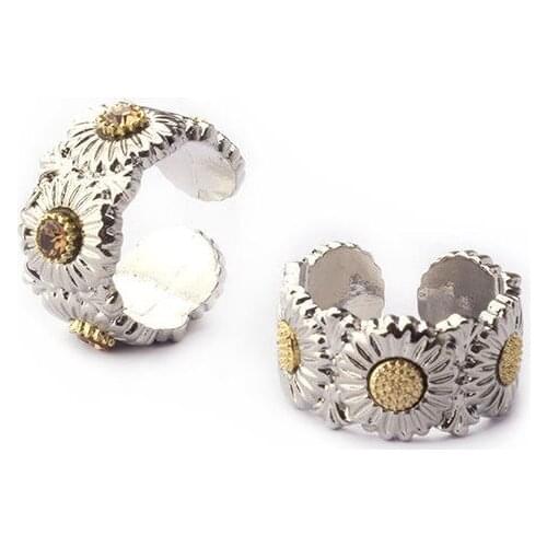 POTCET Korea 2021 Fashion Couple Little Daisy Retro Hip Hop Ring Adjustable Free Shipping Fashion Womens Ring Jewelry