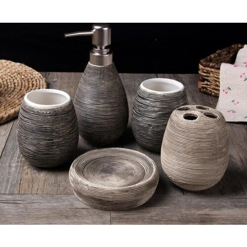 Creative Hand Drawn Ceramic Sanitary Ware Five-piece Bathroom Supplies Set Washing Cup Set Washing Set