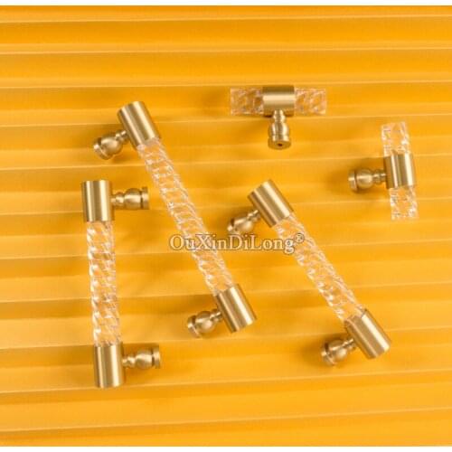 Designed 4PCS Brass+Acrylic Twist Furniture Handles Drawer Pulls Cupboard Wardrobe Kitchen Shoe TV Wine Cabinet Pulls Knobs