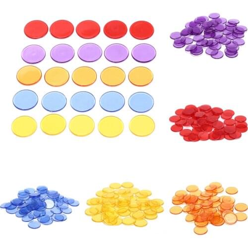 50Pcs Plastic Poker Chips Casino Bingo Markers for Fun Family Club Carnival Bingo Game Supplies Accessories 1.5cm 5Colors