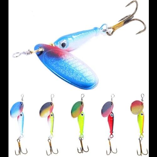 9g Metal Rotating Sequin Fishing Lure spinner Bait Spoon Isca Artificial Fish Wobblers Carp Spinner bait Hard Bait Lower Hook