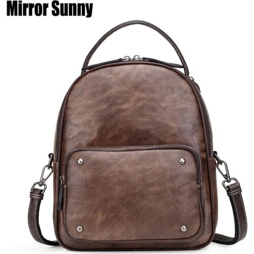 MIRROR SUNNY Women's Leather Backpacks