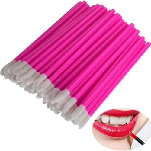 Multi Color 50pcs Disposable Makeup Lip Brush Lipstick Gloss Wands Applicator Makeup Tools Kits Portable Travel Lip Brushes