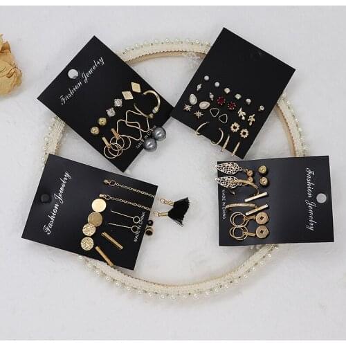 Fashion Geometric Earrings Metal Set Hoop Dangle Clip Stud Earrings Punk Hiphop Earrings for Women Girls Earring Jewelry Gifts