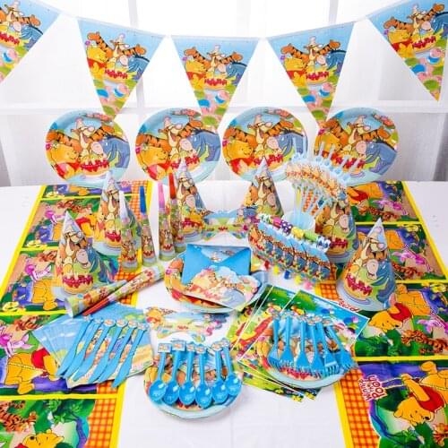 Cartoons Winnie the Pooh Anime party supplies boy girl child Disposable tableware Childrens birthday party decoration set