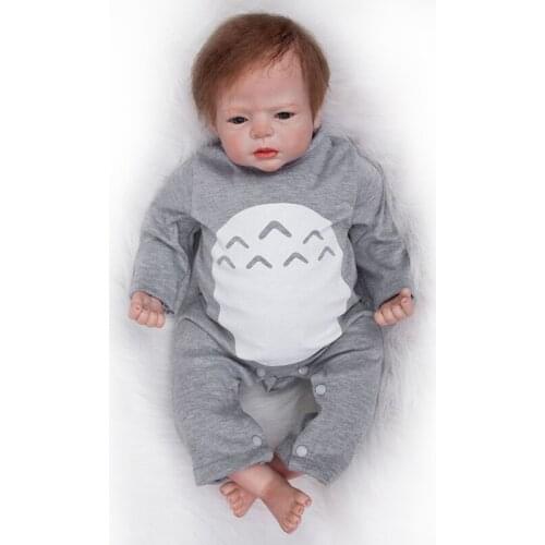 Nicery 20-22inch 50-55cm Bebe Reborn Doll Soft Silicone Boy Girl Toy Reborn Baby Doll Gift for Child Gray Hat Gray Clothes