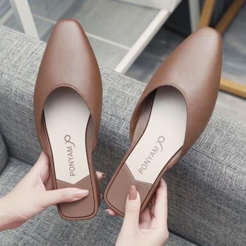 2020 Vintage women slippers Outdoor Classics mules Shoes Pointed Toe Slippers Casual Beach Walk Shoes ladies flat slippers