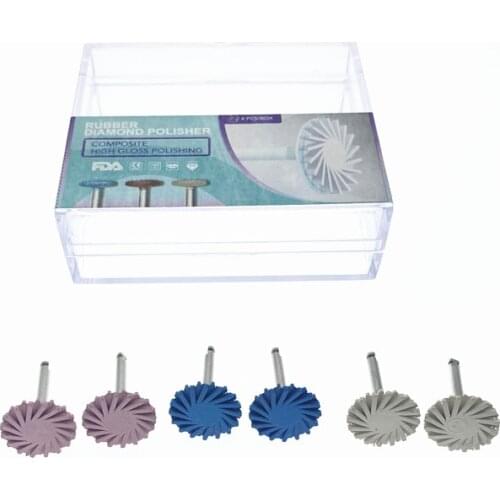 6pcs/set Dental Composite Resin Polishing Disc Kit Spiral Flex Brush Burs Diamond System RA disc 14mm wheel