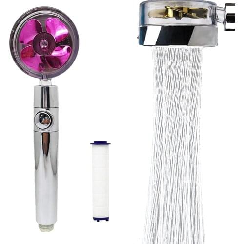 Shower Head Water Saving Flow 360 Degrees Rotating with Small Fan Turbocharged Filter Shower Head Bathroom Bath Hand-held Shower