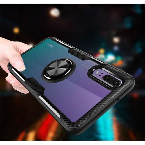 Invisible Bracket for Huawei P30 Mate 20 Pro Lite P20 Honor 8X 10 9 Plus Play Nova 3e 4e Case Clear Acrylic Cover Magnet Holder