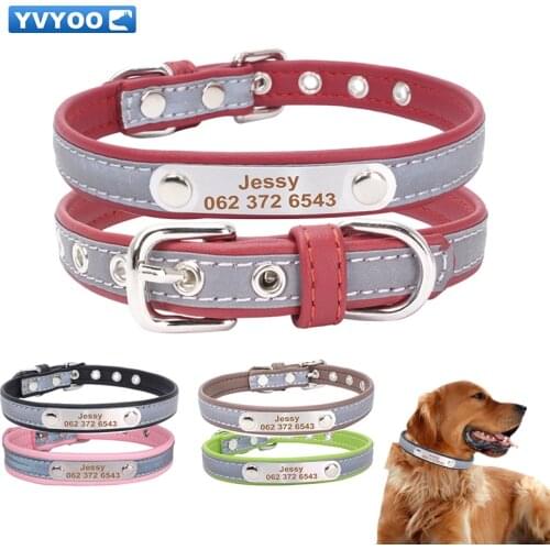 Pet Dog Free Engraved Personalized Pet cat dog Leather collar accessories Pet Collars ID Tag For Small Medium Dogs B05