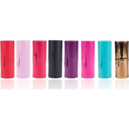 9 Colors Empty Portable Travel Makeup Brushes Round Pen Holder Cosmetic Case PU Leather Cup Brush Holder Tube Storage Organizer