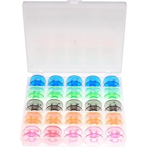 25pcs/set Empty Bobbins Sewing Machine Spools DIY Needle Arts Craft Plastic Case Empty Storage Box Sewing Tools Accessories