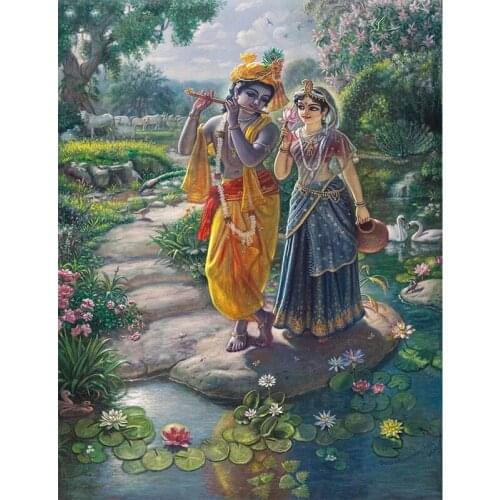 Radha Krishna 5D Religious Diy Diamond Painting Cross Stitch Kit Full Square Round Drill Mosaic Art Embroidery Home DecorZP-4257