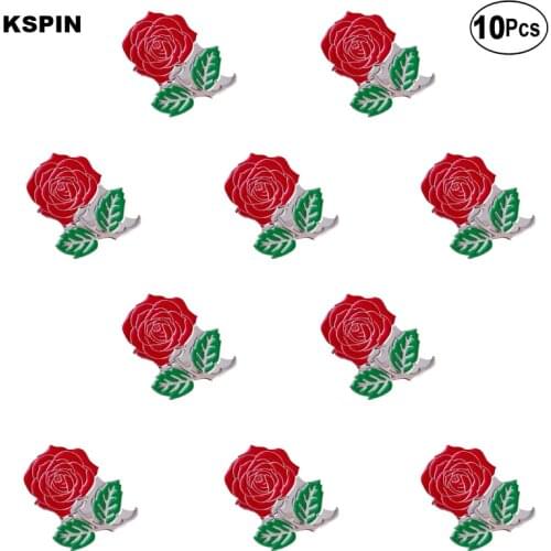 Rose Badge Lapel Pin Flag badge Brooch Pins Badges 10Pcs a Lot
