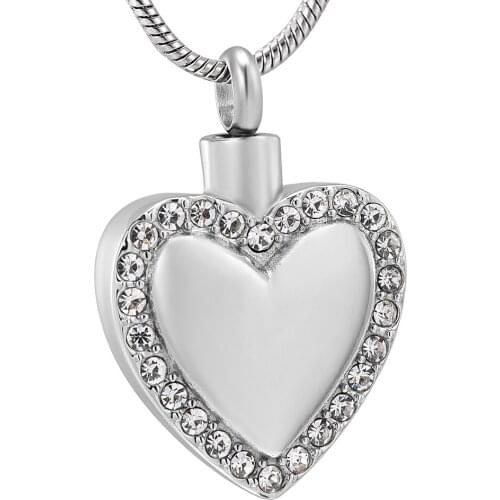 Heart Cremation Jewelry Memorial Pendant 316L Stainless Steel Funeral Necklace for Human Pet Ashes Holder - Free Engrave