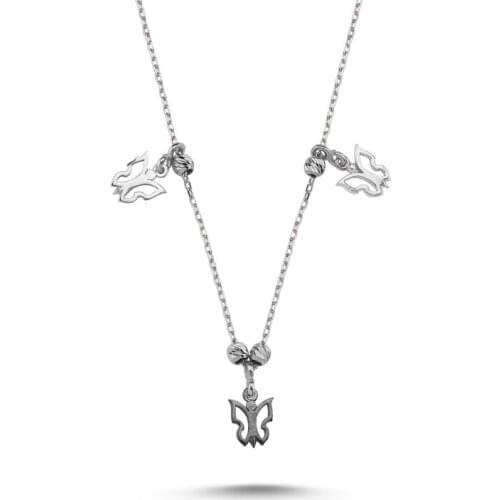 Silverlina Silver Butterfly Patterned Sterling Dangle Necklace