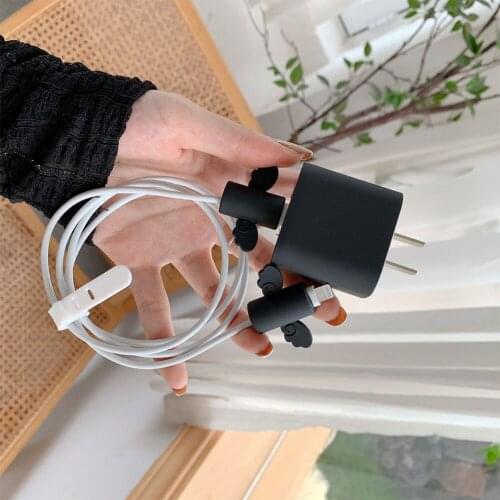 3Pcs/set Silicone Protective Cover for iPhone 20W Charger Safety Shell Phone Accessories Kit Charging Cable USB Cable Protector