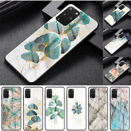 Glass Case For Samsung Galaxy S20 FE S10 S9 S8 Plus Note 20 Ultra 10 Lite 9 8 Phone Cover Capas Luxury Gold Foil Art Coque Back