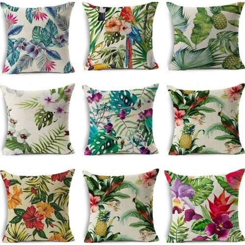 Tropical Plants Flower Cushion Cover Pineapple Sofa Pillow Cases Bedroom Home Decor Car Office Holiday Decorative Accessories
