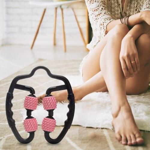 U Shape Trigger Point Massage Roller for Arm Leg Neck Muscle Slimming Tissue for Fitness Gym Yoga Pilates Sports 4 Wheel