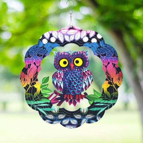 Stainless Steel Wind Spinner- 3D Metal Windchimes Indoor Outdoor Garden Home Decor Decoration Wind Chimes Owl Outdoor Craft