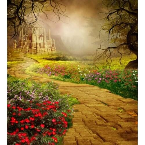 VinylBDS 10X10FT Forest Spring Photography Backdrops Castle Flowers Fog Photo Backdrop Children Backgrounds For Photo Studio