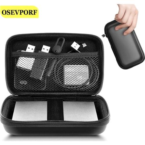 External Storage Hard Case HDD SSD Bag For 2.5 Hard Drive Power Bank USB Cable Charger Powerbank Earphone Headphones Cases Black